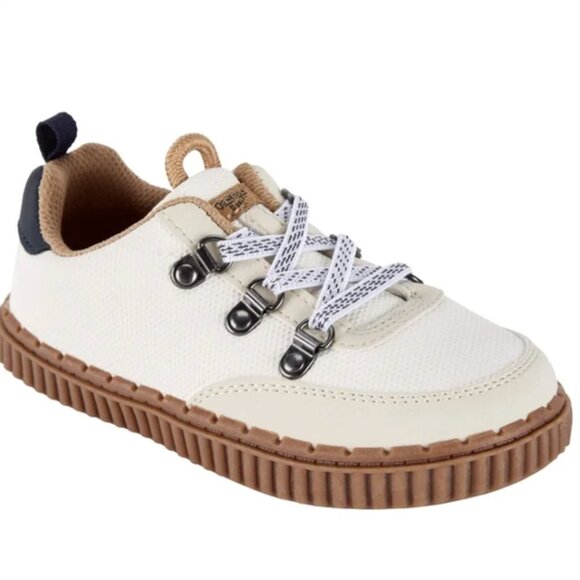 OshKosh B'Gosh White Slip-On Sneakers Heidy Size 4 4T Leather Look Unisex NWT - Picture 1 of 10